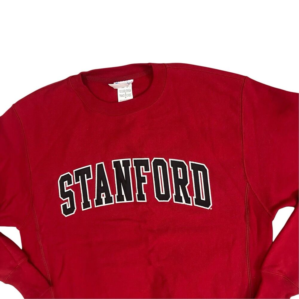 VTG Champion Stanford Reverse Weave Sweatshirt Red Men's M Sewn Long Sleeve
